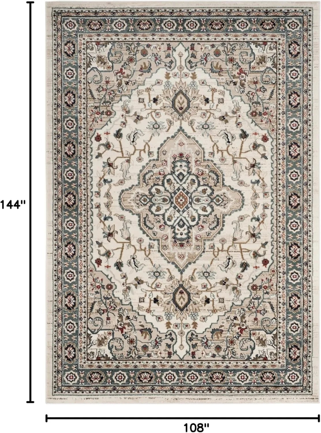 SAFAVIEH Lyndhurst Collection Area Rug - 9' x 12', Cream & Beige, Traditional Oriental Design, Non-Shedding & Easy Care, Ideal for High Traffic Areas in Living Room, Bedroom (LNH338B)