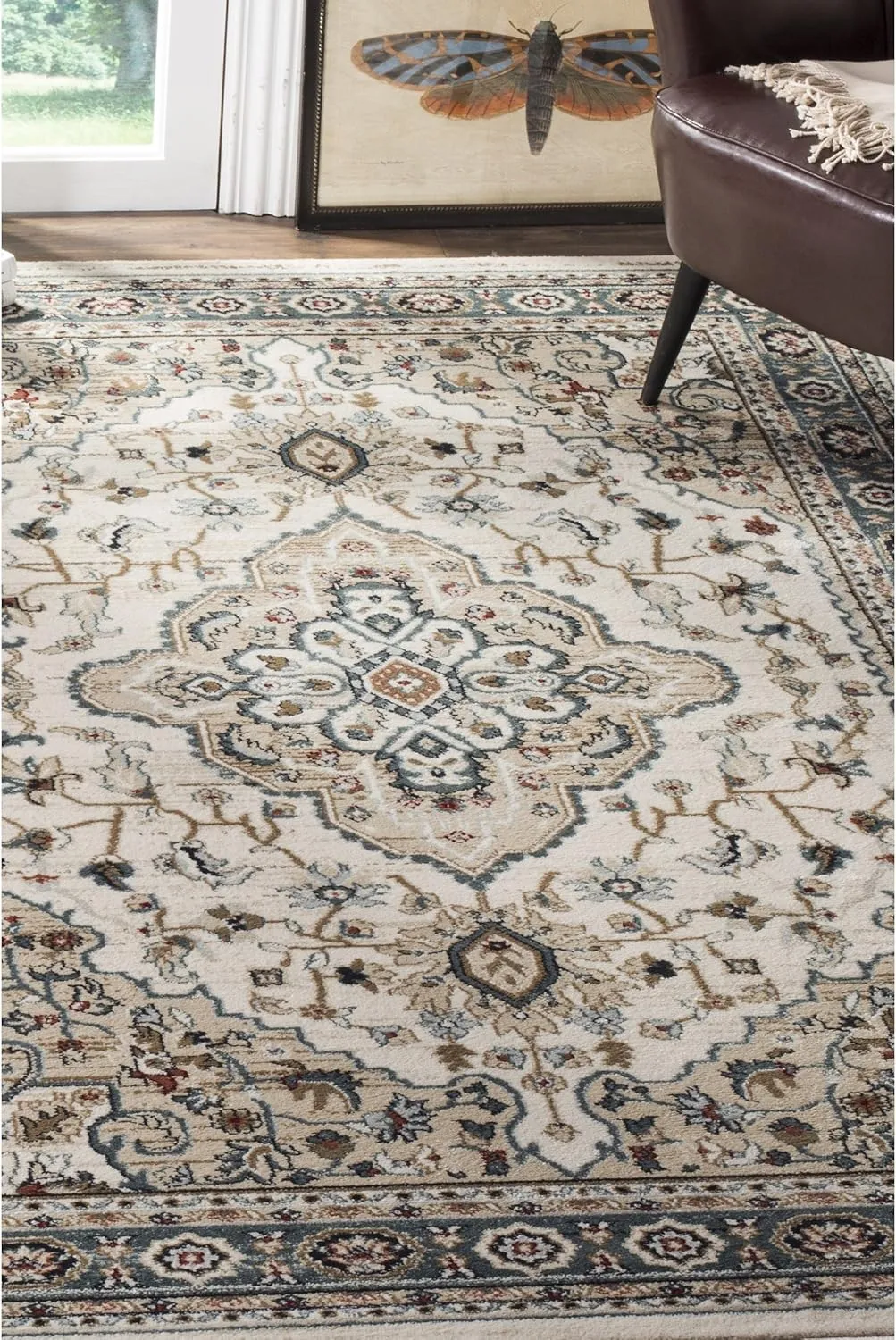 SAFAVIEH Lyndhurst Collection Area Rug - 9' x 12', Cream & Beige, Traditional Oriental Design, Non-Shedding & Easy Care, Ideal for High Traffic Areas in Living Room, Bedroom (LNH338B)