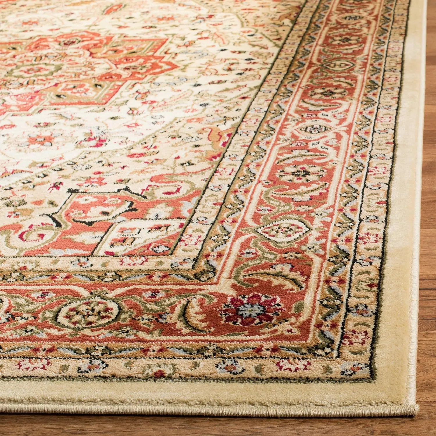 SAFAVIEH Lyndhurst Collection Area Rug - 9' x 12', Ivory & Rust, Traditional Oriental Design, Non-Shedding & Easy Care, Ideal for High Traffic Areas in Living Room, Bedroom (LNH330R)