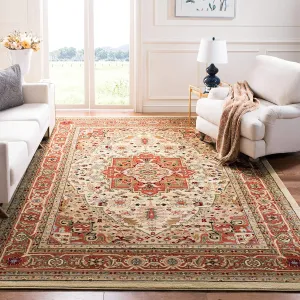 SAFAVIEH Lyndhurst Collection Area Rug - 9' x 12', Ivory & Rust, Traditional Oriental Design, Non-Shedding & Easy Care, Ideal for High Traffic Areas in Living Room, Bedroom (LNH330R)