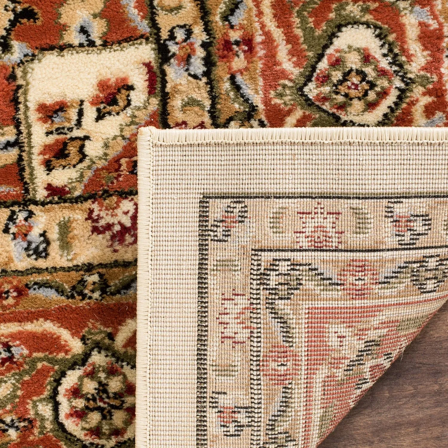 SAFAVIEH Lyndhurst Collection Area Rug - 9' x 12', Ivory & Rust, Traditional Oriental Design, Non-Shedding & Easy Care, Ideal for High Traffic Areas in Living Room, Bedroom (LNH330R)