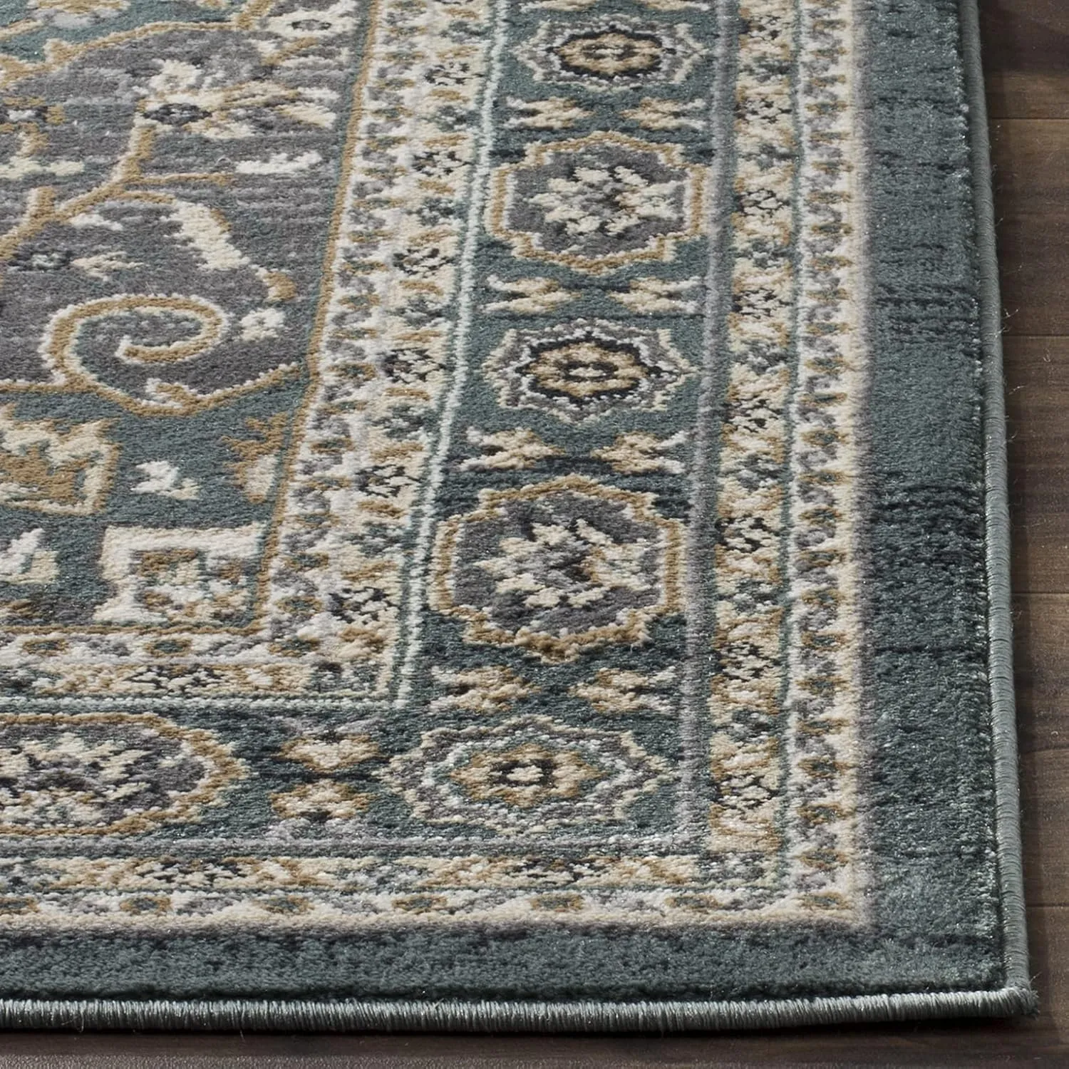 SAFAVIEH Lyndhurst Collection Area Rug - 9' x 12', Teal & Grey, Traditional Oriental Design, Non-Shedding & Easy Care, Ideal for High Traffic Areas in Living Room, Bedroom (LNH338A)