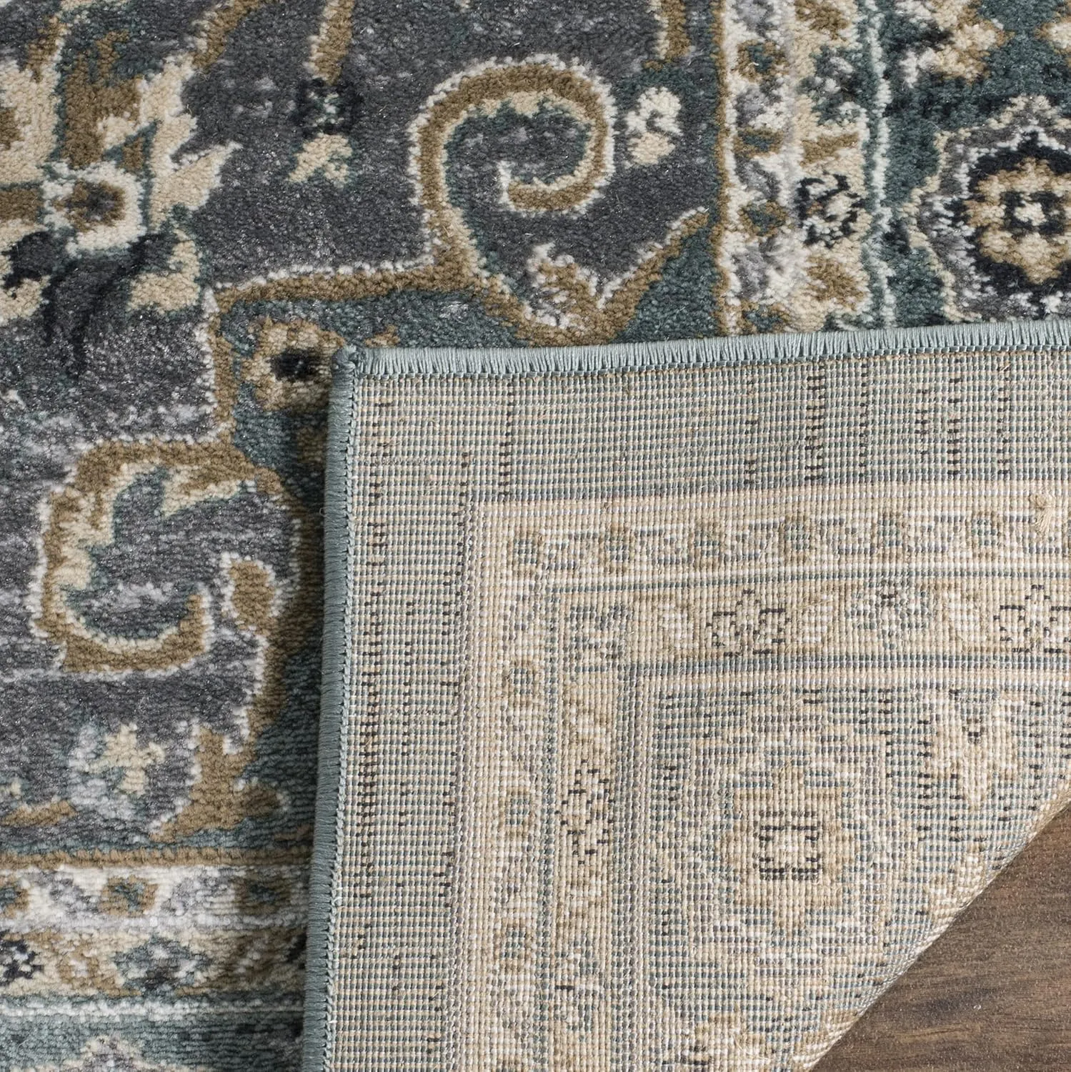 SAFAVIEH Lyndhurst Collection Area Rug - 9' x 12', Teal & Grey, Traditional Oriental Design, Non-Shedding & Easy Care, Ideal for High Traffic Areas in Living Room, Bedroom (LNH338A)