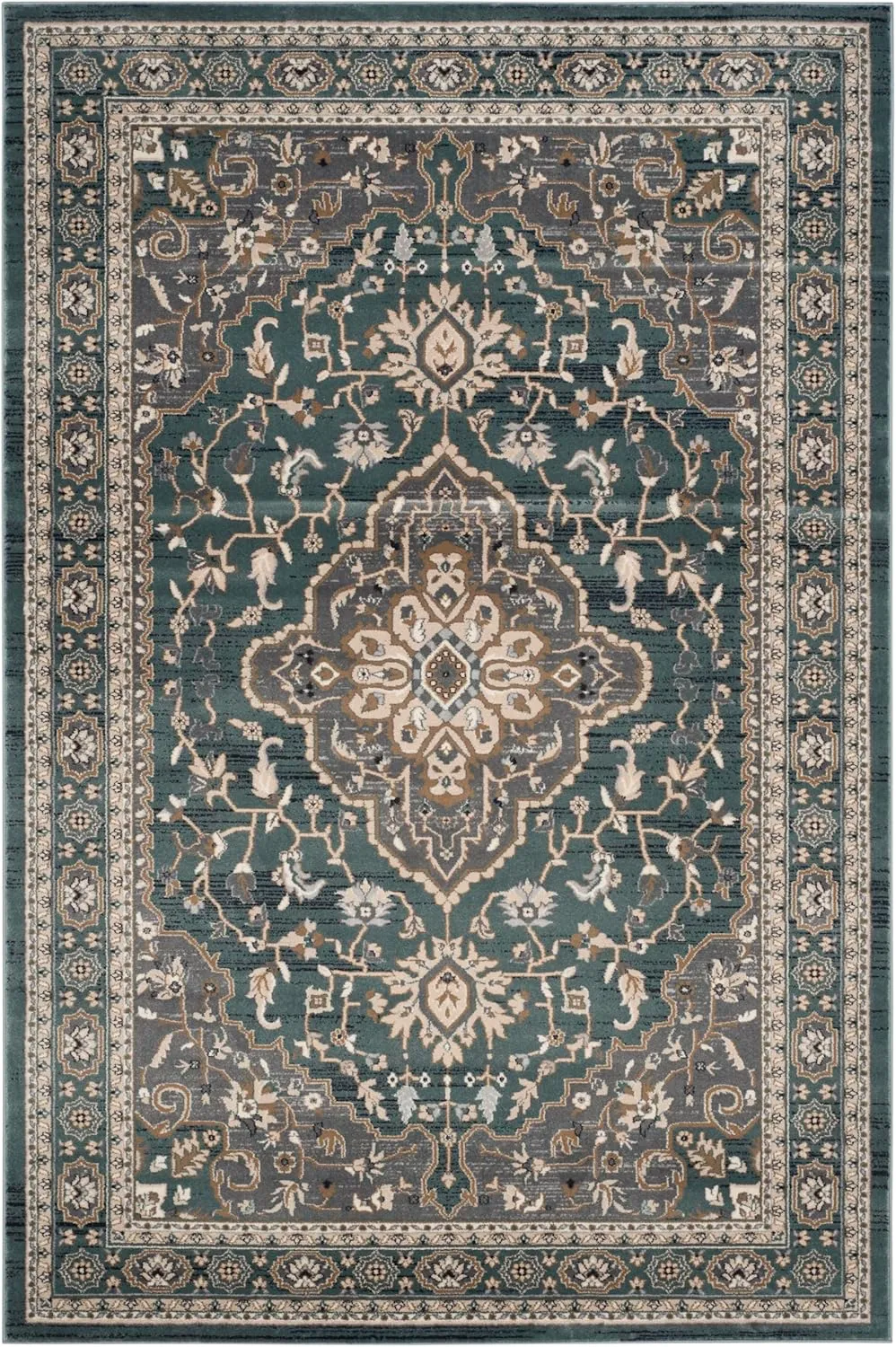 SAFAVIEH Lyndhurst Collection Area Rug - 9' x 12', Teal & Grey, Traditional Oriental Design, Non-Shedding & Easy Care, Ideal for High Traffic Areas in Living Room, Bedroom (LNH338A)