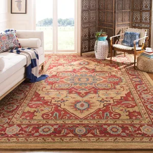 SAFAVIEH Mahal Collection 5'1" Square Red / Natural MAH698A Traditional Oriental Non-Shedding Living Room Bedroom Area Rug