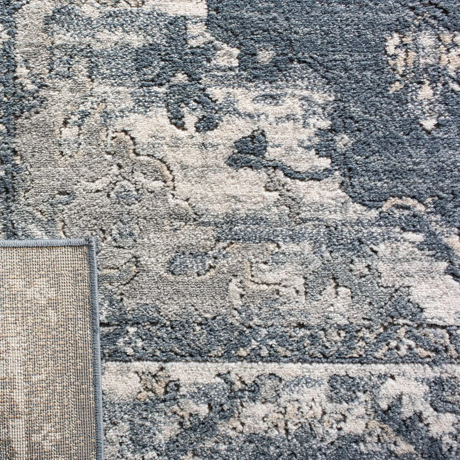 SAFAVIEH Oregon Collection Area Rug - 5'3" x 7', Blue & Creme, Oriental Distressed Design, Non-Shedding & Easy Care, Ideal for High Traffic Areas in Living Room, Bedroom (ORE898A)