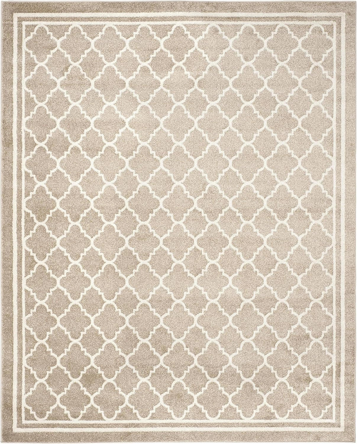 SAFAVIEH Amherst Collection Area Rug - 8' x 10', Wheat & Beige, Moroccan Trellis Design, Non-Shedding & Easy Care, Ideal for High Traffic Areas in Living Room, Bedroom (AMT422S)