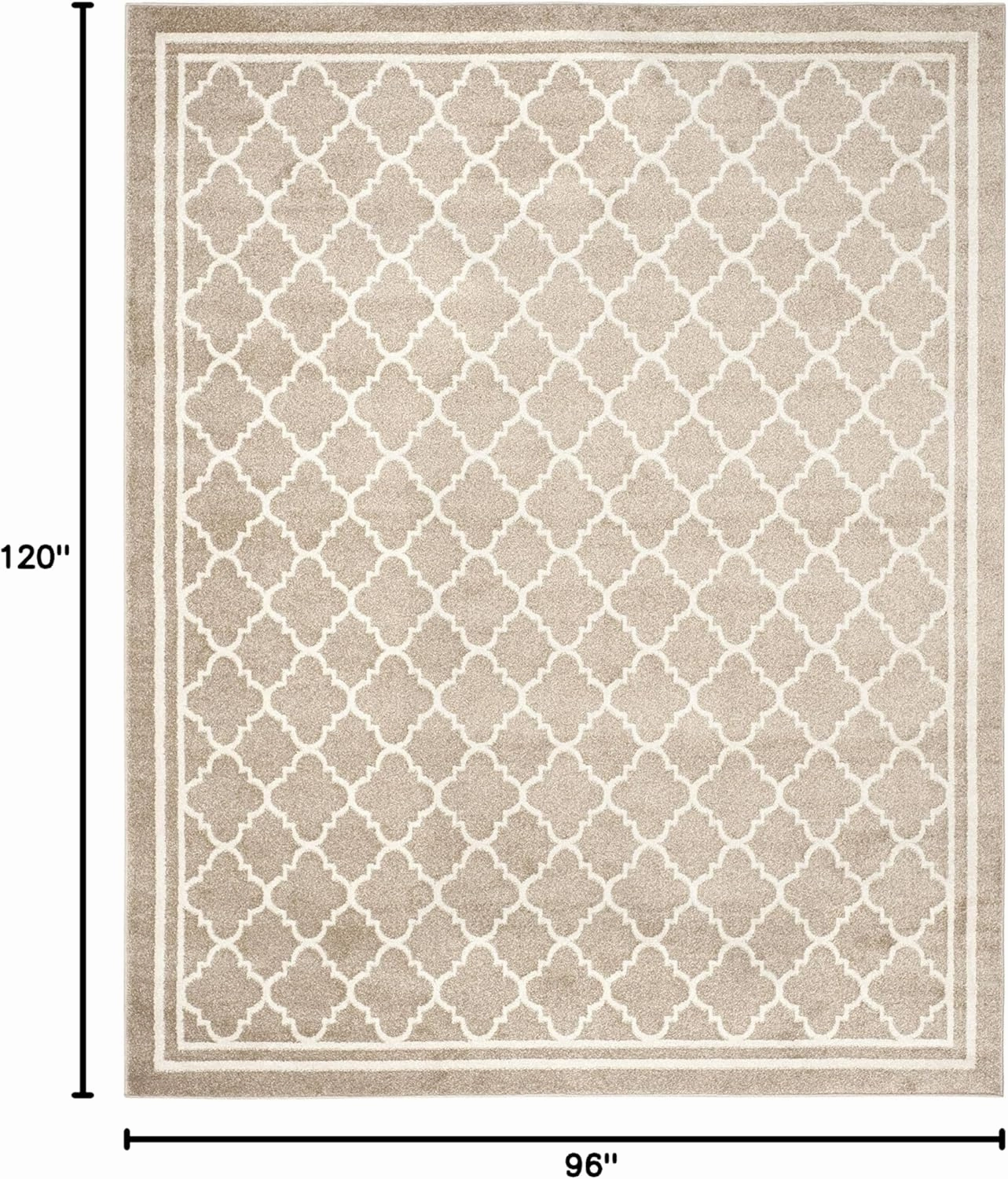 SAFAVIEH Amherst Collection Area Rug - 8' x 10', Wheat & Beige, Moroccan Trellis Design, Non-Shedding & Easy Care, Ideal for High Traffic Areas in Living Room, Bedroom (AMT422S)