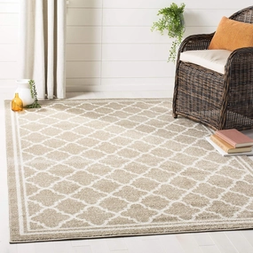 SAFAVIEH Amherst Collection Area Rug - 8' x 10', Wheat & Beige, Moroccan Trellis Design, Non-Shedding & Easy Care, Ideal for High Traffic Areas in Living Room, Bedroom (AMT422S)