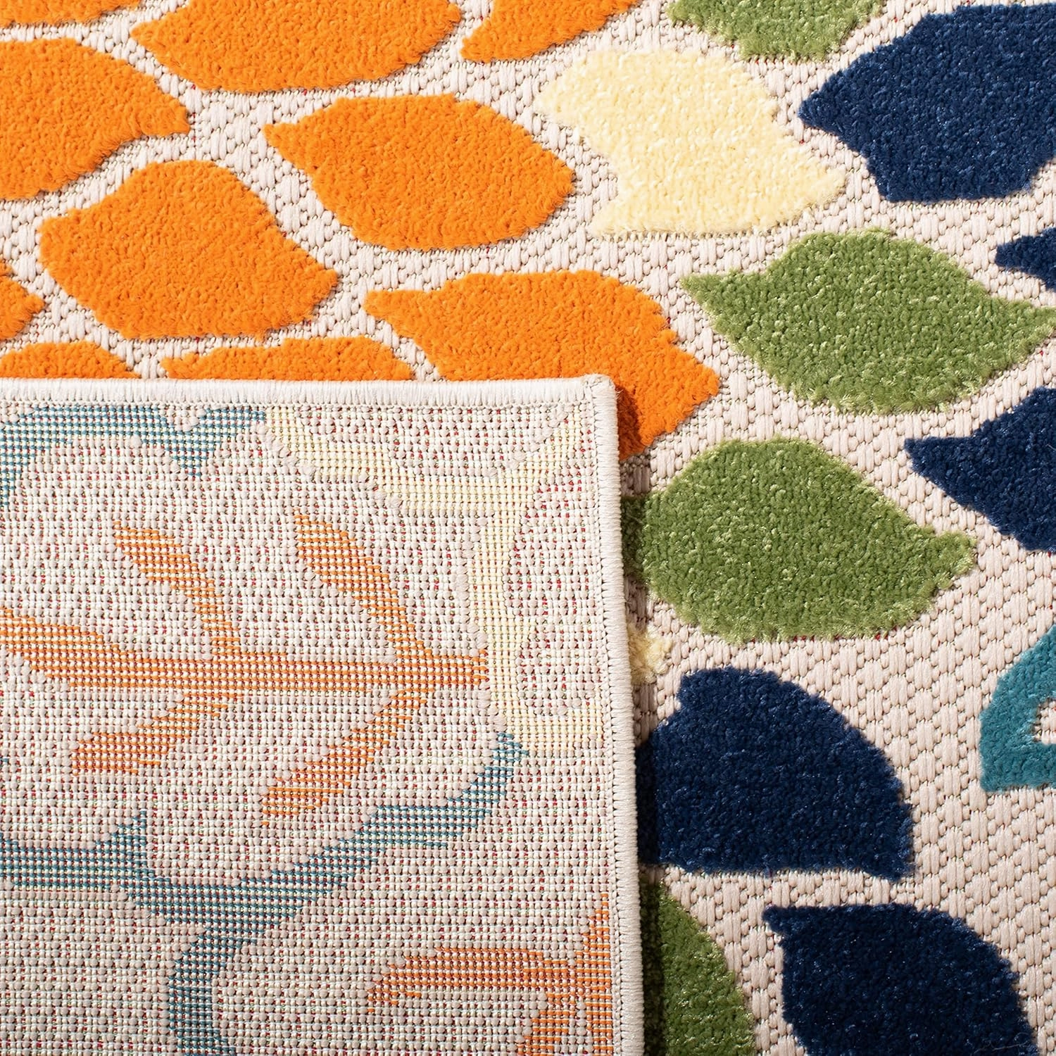 SAFAVIEH Area Rug 8x10 - Outdoor Cabana Collection - Large - Ivory & Orange, Floral Design, Weather Resistant & Washable, Ideal for Patio, Backyard, Mudroom, Deck, Dining Space (CBN391A)