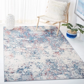 SAFAVIEH Brentwood Collection 6' x 9' Navy / Red BNT822N Modern Abstract Non-Shedding Living Room Bedroom Dining Home Office Area Rug