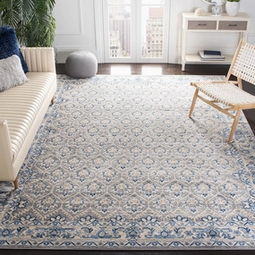 SAFAVIEH Brentwood Collection 8' x 10' Light Grey/Blue BNT869G Oriental Distressed Non-Shedding Living Room Bedroom Dining Home Office Area Rug