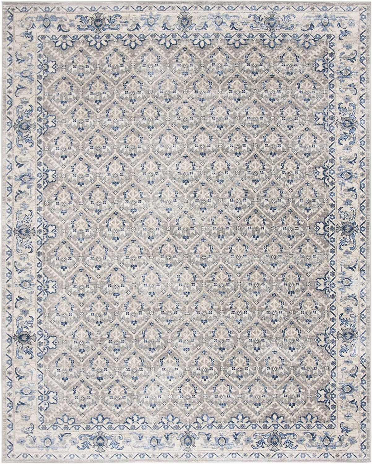SAFAVIEH Brentwood Collection 8' x 10' Light Grey/Blue BNT869G Oriental Distressed Non-Shedding Living Room Bedroom Dining Home Office Area Rug