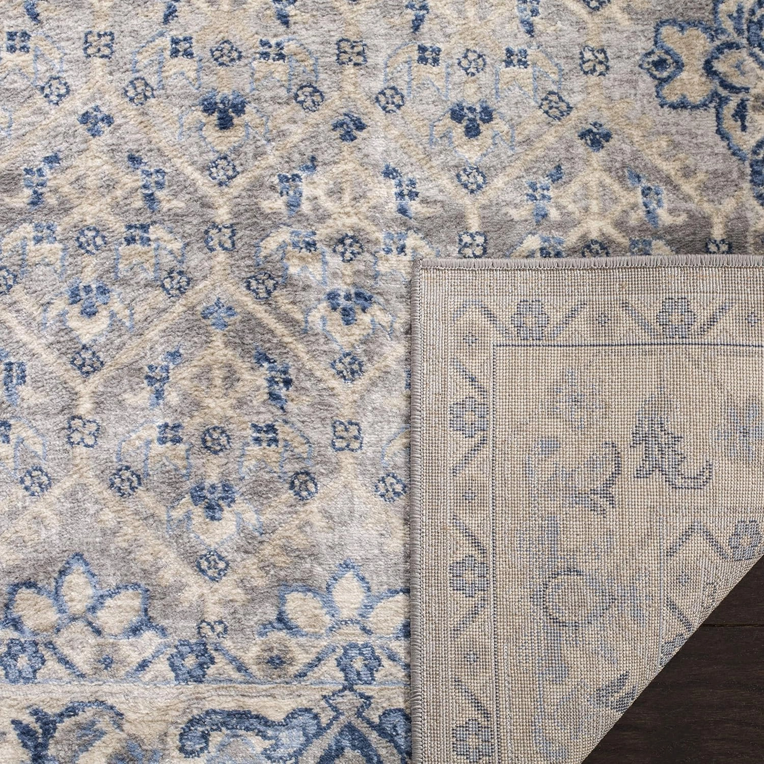 SAFAVIEH Brentwood Collection 8' x 10' Light Grey/Blue BNT869G Oriental Distressed Non-Shedding Living Room Bedroom Dining Home Office Area Rug