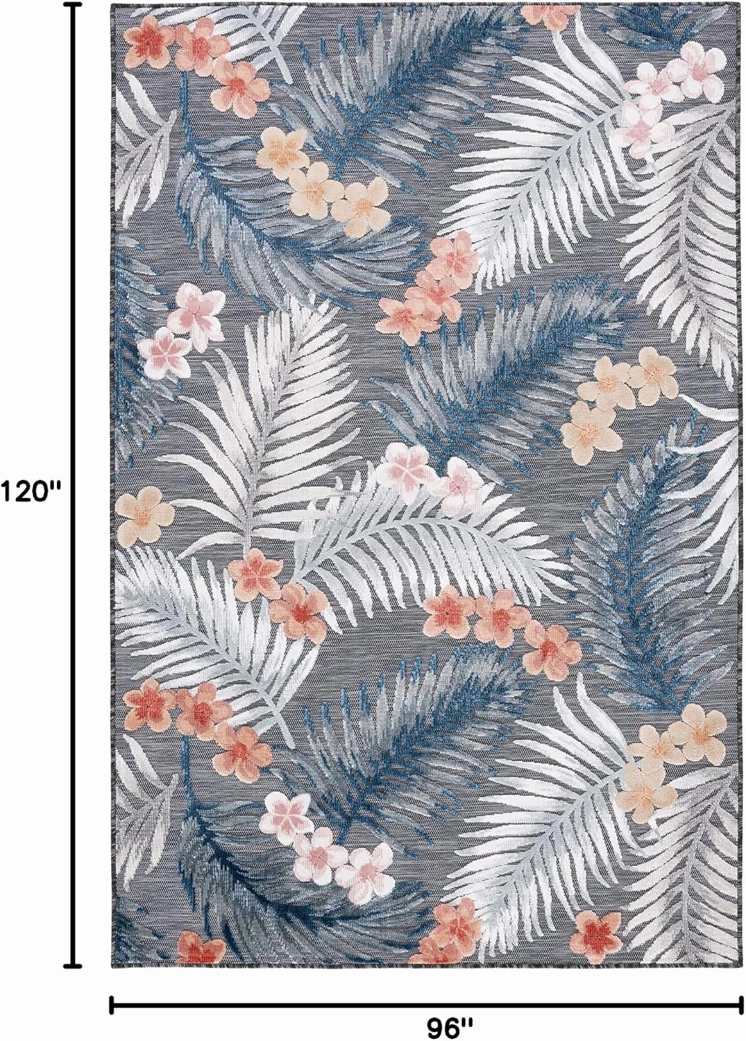 SAFAVIEH Cabana Collection Area Rug - 8' x 10', Black & Rust, Tropical Design, Non-Shedding & Easy Care, Indoor/Outdoor & Washable-Ideal for Patio, Backyard, Mudroom (CBN451H)