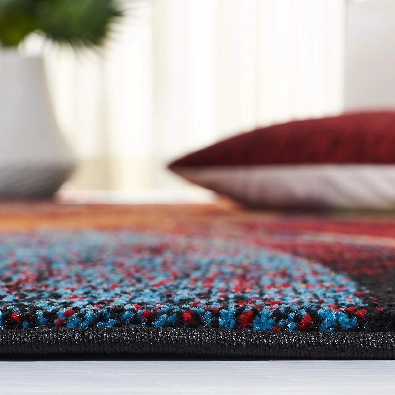 SAFAVIEH Glacier Collection 2'3" x 4' Red/Green GLA126Q Modern Abstract Non-Shedding Living Room Bedroom Accent Rug