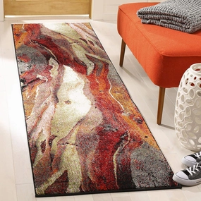 SAFAVIEH Glacier Collection 2'3" x 6' Red / Multi GLA126A Modern Abstract Non-Shedding Living Room Entryway Foyer Hallway Bedroom Runner Rug