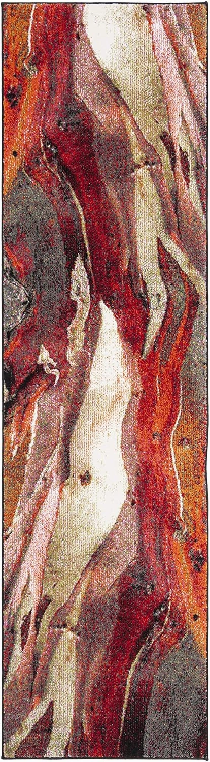 SAFAVIEH Glacier Collection 2'3" x 6' Red / Multi GLA126A Modern Abstract Non-Shedding Living Room Entryway Foyer Hallway Bedroom Runner Rug