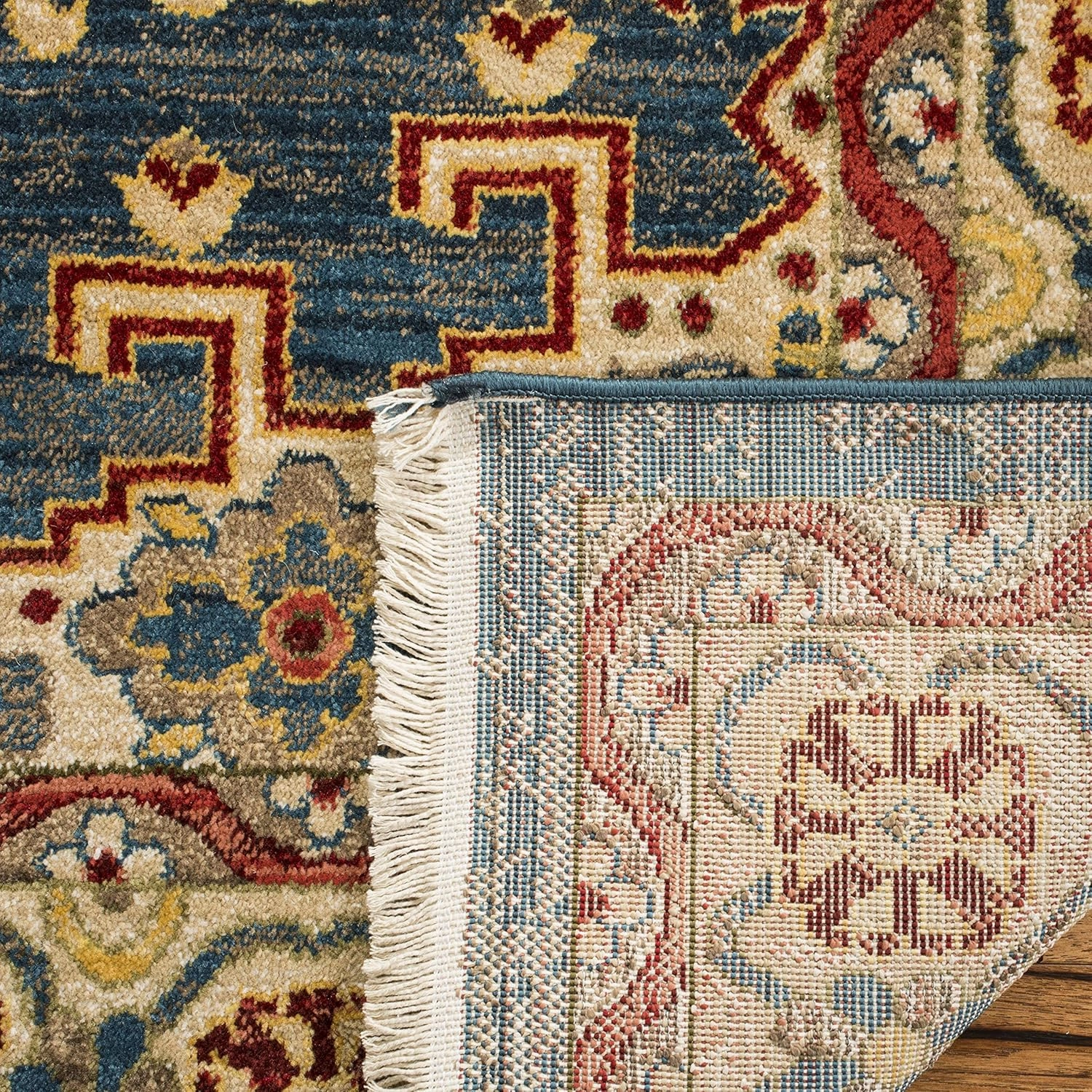 SAFAVIEH Kashan Collection Area Rug - 5'1" x 7'5", Navy Blue & Ivory, Traditional Oriental Design, Non-Shedding & Easy Care, Ideal for High Traffic Areas in Living Room, Bedroom (KSN308N)