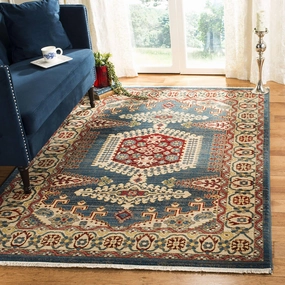 SAFAVIEH Kashan Collection Area Rug - 5'1" x 7'5", Navy Blue & Ivory, Traditional Oriental Design, Non-Shedding & Easy Care, Ideal for High Traffic Areas in Living Room, Bedroom (KSN308N)