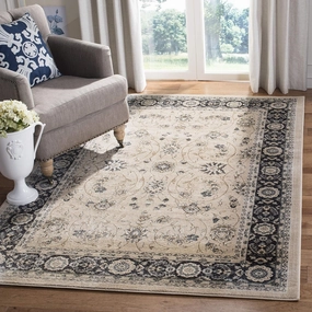 SAFAVIEH Lyndhurst Collection Area Rug - 5'3" x 7'6", Light Beige & Anthracite, Traditional Oriental Design, Non-Shedding & Easy Care, Ideal for High Traffic Areas in Living Room, Bedroom (LNH340K)