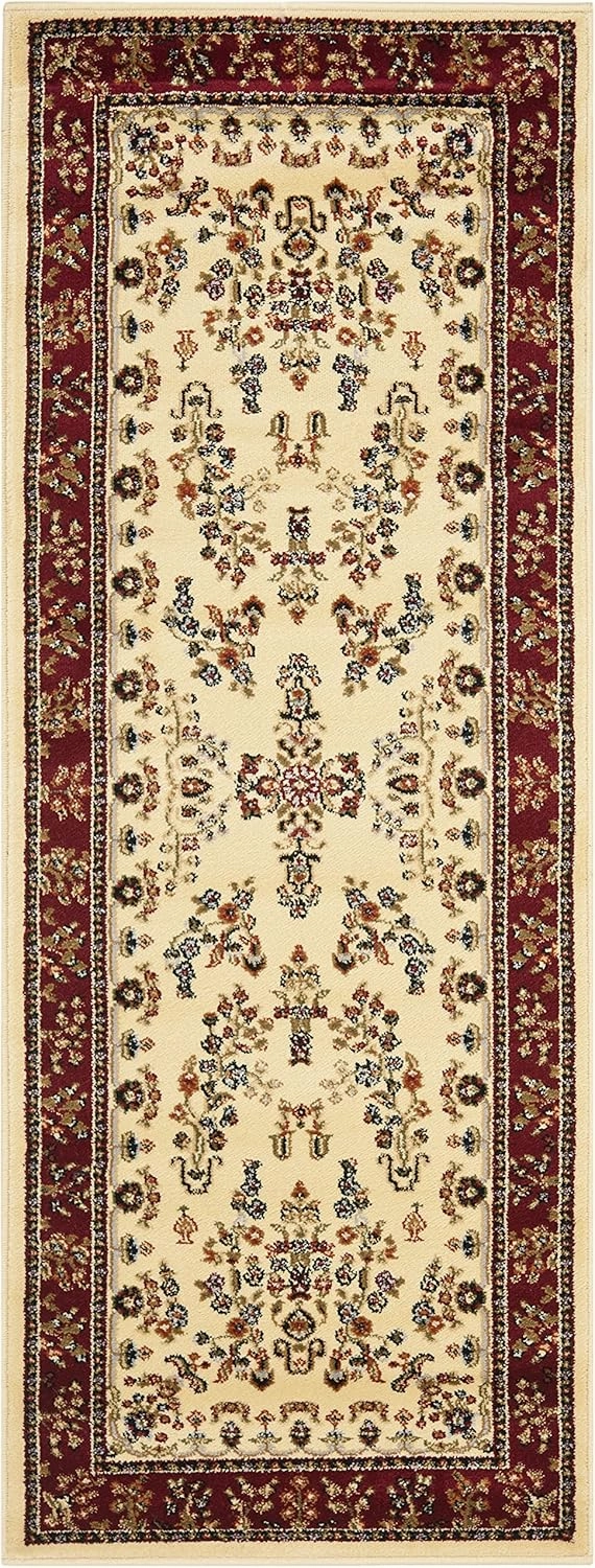 SAFAVIEH Lyndhurst Collection Runner Rug - 2'3" x 6', Ivory & Red, Traditional Oriental Design, Non-Shedding & Easy Care, Ideal for High Traffic Areas in Living Room, Bedroom (LNH331A)