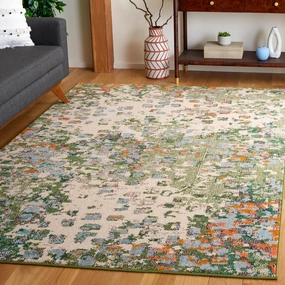 SAFAVIEH Monaco Collection Area Rug - 5'1" x 7'6", Sage & Rust, Abstract Watercolor Design, Non-Shedding & Easy Care, Ideal for High Traffic Areas in Living Room, Bedroom, Dining (MNC225W-5)