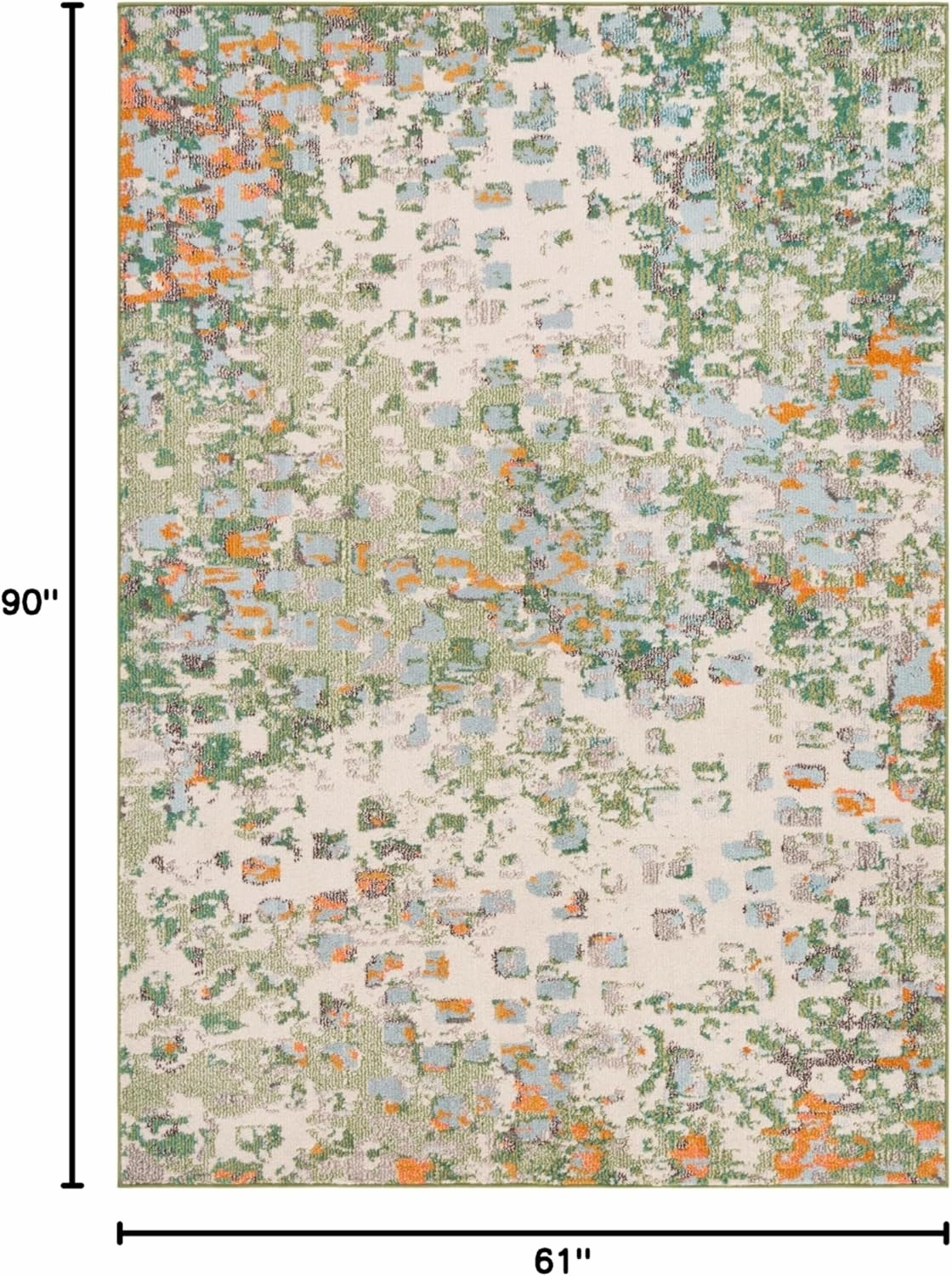 SAFAVIEH Monaco Collection Area Rug - 5'1" x 7'6", Sage & Rust, Abstract Watercolor Design, Non-Shedding & Easy Care, Ideal for High Traffic Areas in Living Room, Bedroom, Dining (MNC225W-5)