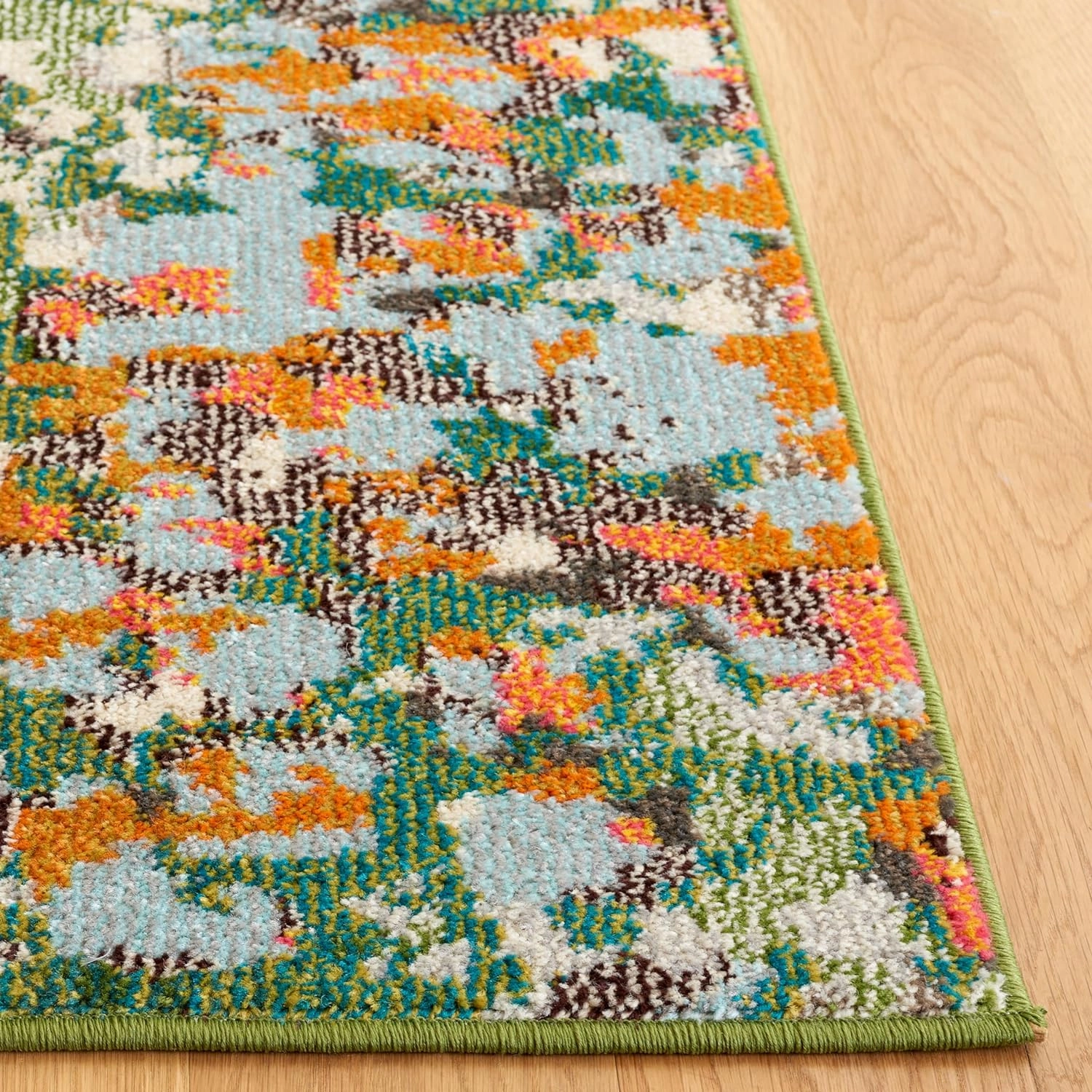 SAFAVIEH Monaco Collection Area Rug - 5'1" x 7'6", Sage & Rust, Abstract Watercolor Design, Non-Shedding & Easy Care, Ideal for High Traffic Areas in Living Room, Bedroom, Dining (MNC225W-5)