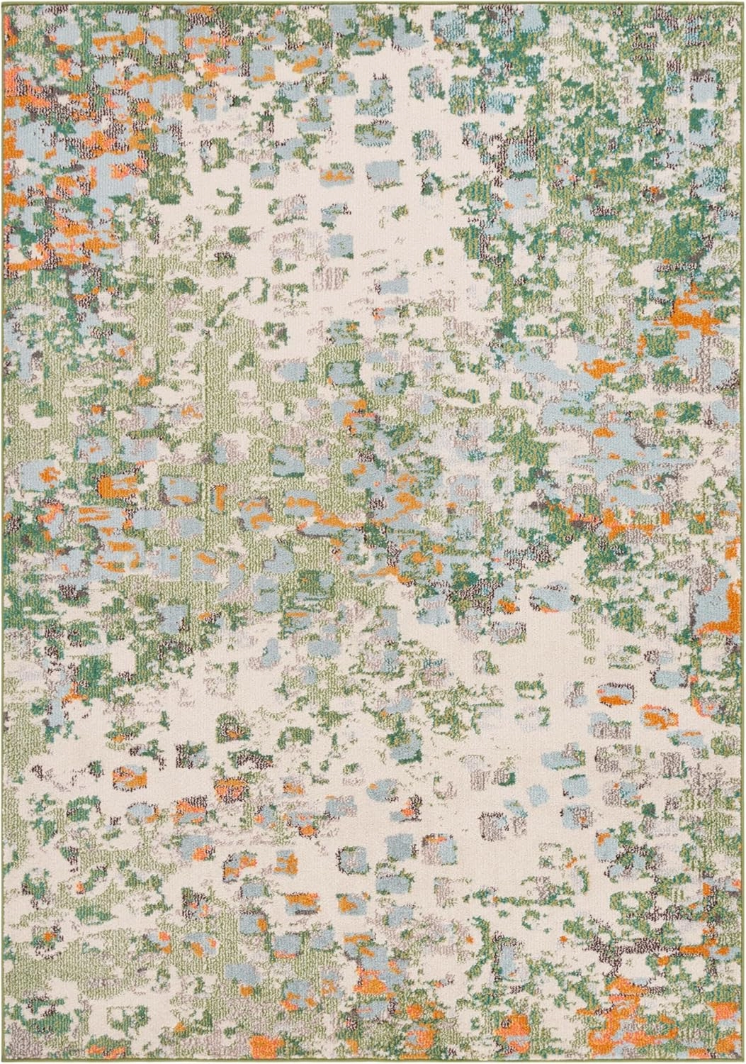 SAFAVIEH Monaco Collection Area Rug - 5'1" x 7'6", Sage & Rust, Abstract Watercolor Design, Non-Shedding & Easy Care, Ideal for High Traffic Areas in Living Room, Bedroom, Dining (MNC225W-5)