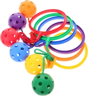 SAFIGLE 6pcs Hoop Ball Kids Jump Toy Ball Game Skip Ball Ankle Toy Children Ring Sport Toys Ankle Jump Toy Jumping Ring Toy Skip Ball Ankle Toy for Kids Bounce Fitness Plastic Outdoor Ball