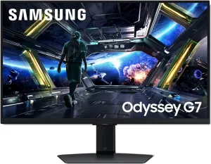 SAMSUNG 27” Odyssey G7 (G70D) 4K UHD IPS 144Hz 1ms(GtG) Smart Gaming Monitor, AMD Freesync Premium, Vivid Colors, Adjustable Stand, Black Equalizer, LS27DG702ENXZA, 2024