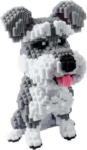 Schnauzer Dog Model Micro Building Blocks Set - Advanced 3D Puzzle for Adults, 7100-Piece Complex Animal Brick Building Kit, Collector's Display Toy for Teens 14  & Adults, Stress Relief Creative Gift