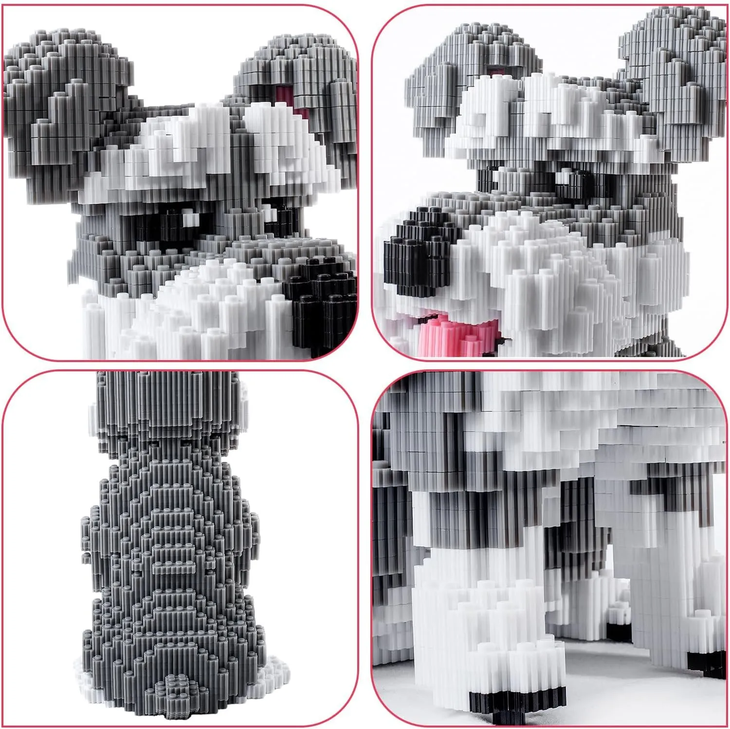 Schnauzer Dog Model Micro Building Blocks Set - Advanced 3D Puzzle for Adults, 7100-Piece Complex Animal Brick Building Kit, Collector's Display Toy for Teens 14  & Adults, Stress Relief Creative Gift