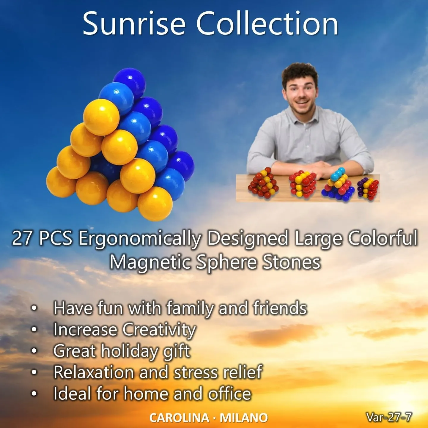 Science Kit Toys 27 PCS Colorful Magnets Building Blocks, Large Hematite Magnetic Stones, Stress Relief Autism, Home Office Kids Adults Intelligence Development Educational Birthday Party
