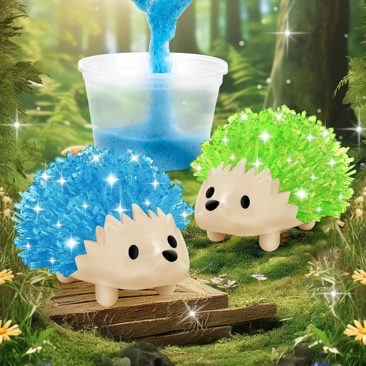 sdaymol Crystal Growing Kit for Kids - 2 Colors Hedgehog to Grow Fast in (24H),Science Experiments Learning & Educational Toys,Science Kits for Kids Age 8-12 STEM Project Gifts for Boys & Girls 6 