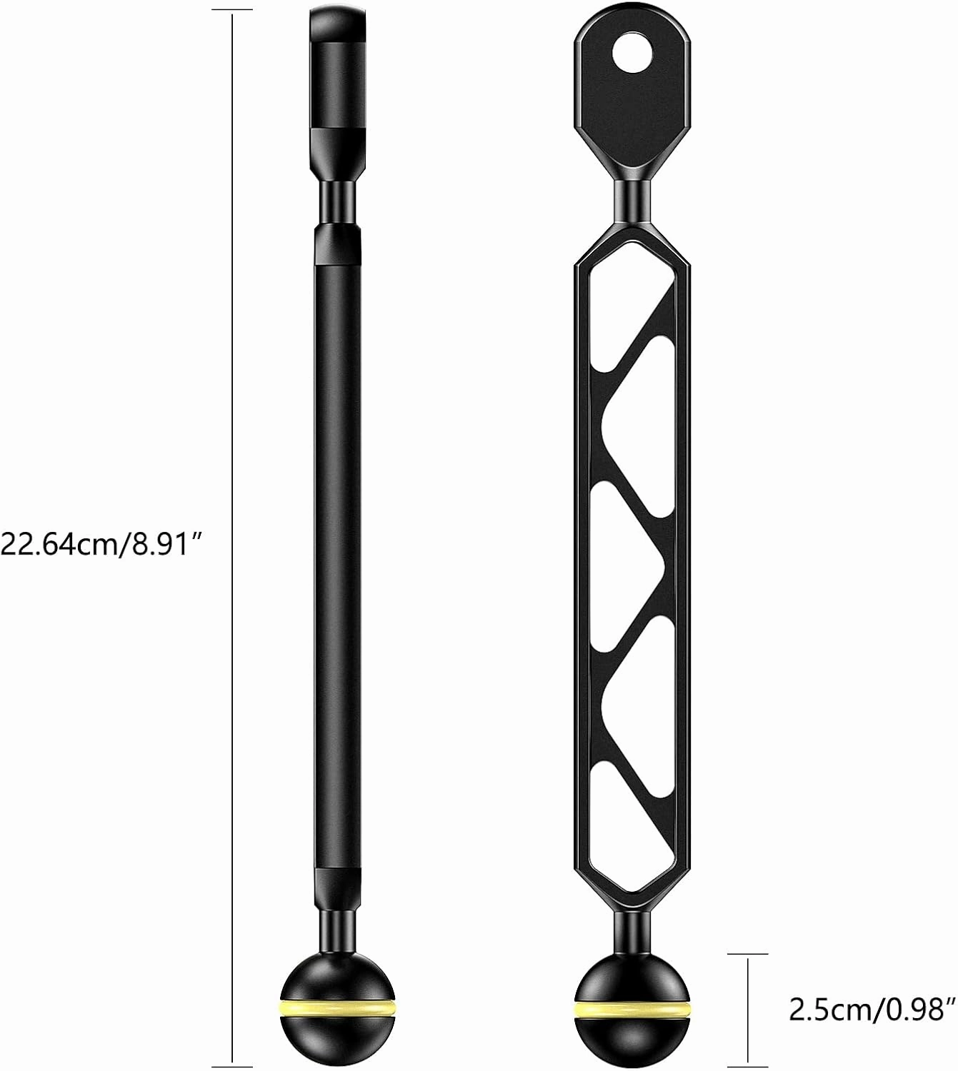 Sea frogs Ball Arm Ball to YS Mount Arm 8.0" Essential Diving Equipment Underwater Photography Gear Lighting System Aluminum Alloy Diving Equipment Accessory Lightweight Arms AM-6