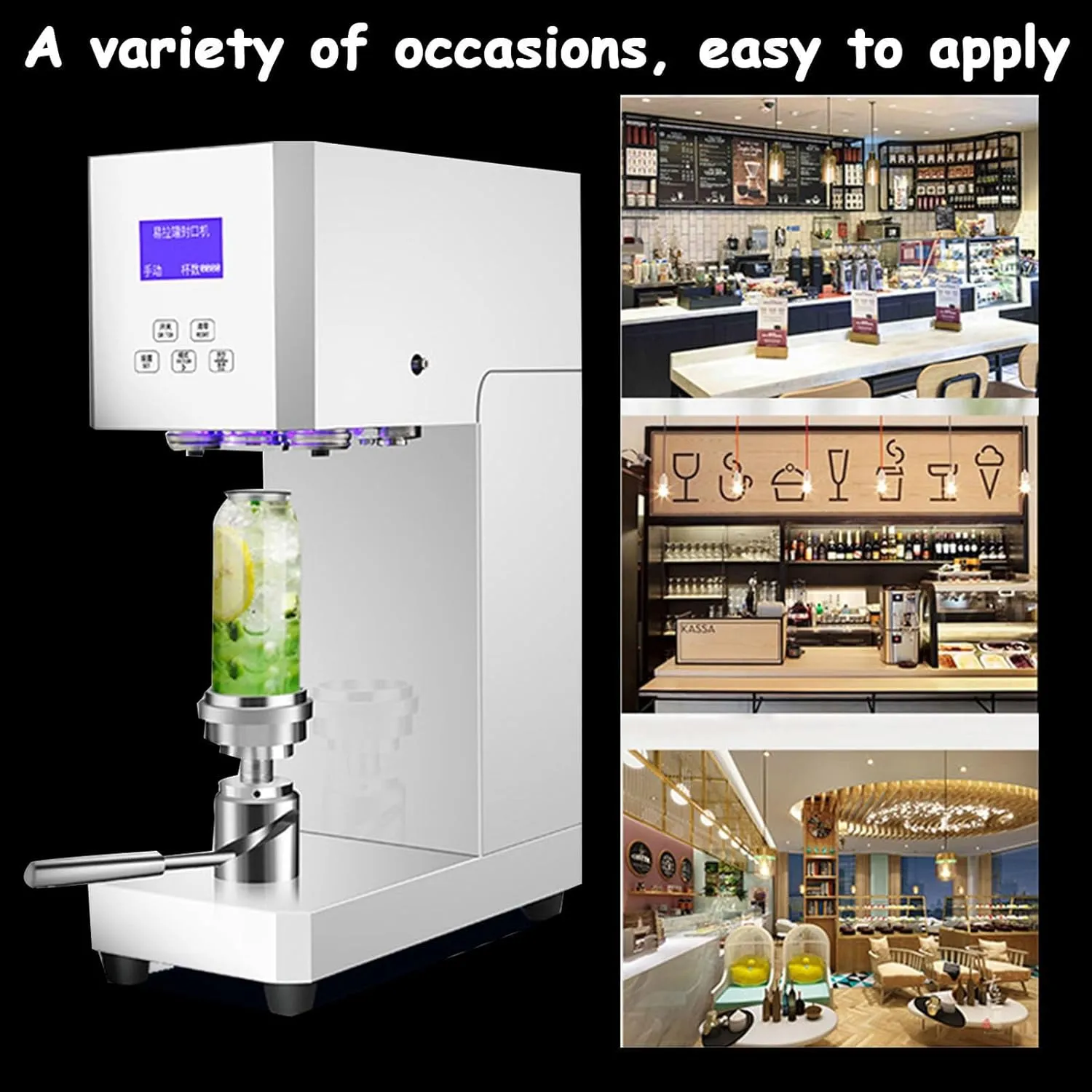 Semi-Automatic Cup Sealer Machine,Commercial Electric Can Sealer Seamer with Intelligent Control Panel for Sealing 6.92'' Height Bottle Can (White)