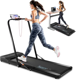 SereneLife Foldable 2 in1 Treadmill & Walking Pad with Remote Control, Compact Under Bed/Desk, 1.5 HP, 0.6-7.5MPH, App Support, Easy Assembly and Storage for Walking or Jogging Home/Office, 265lbs
