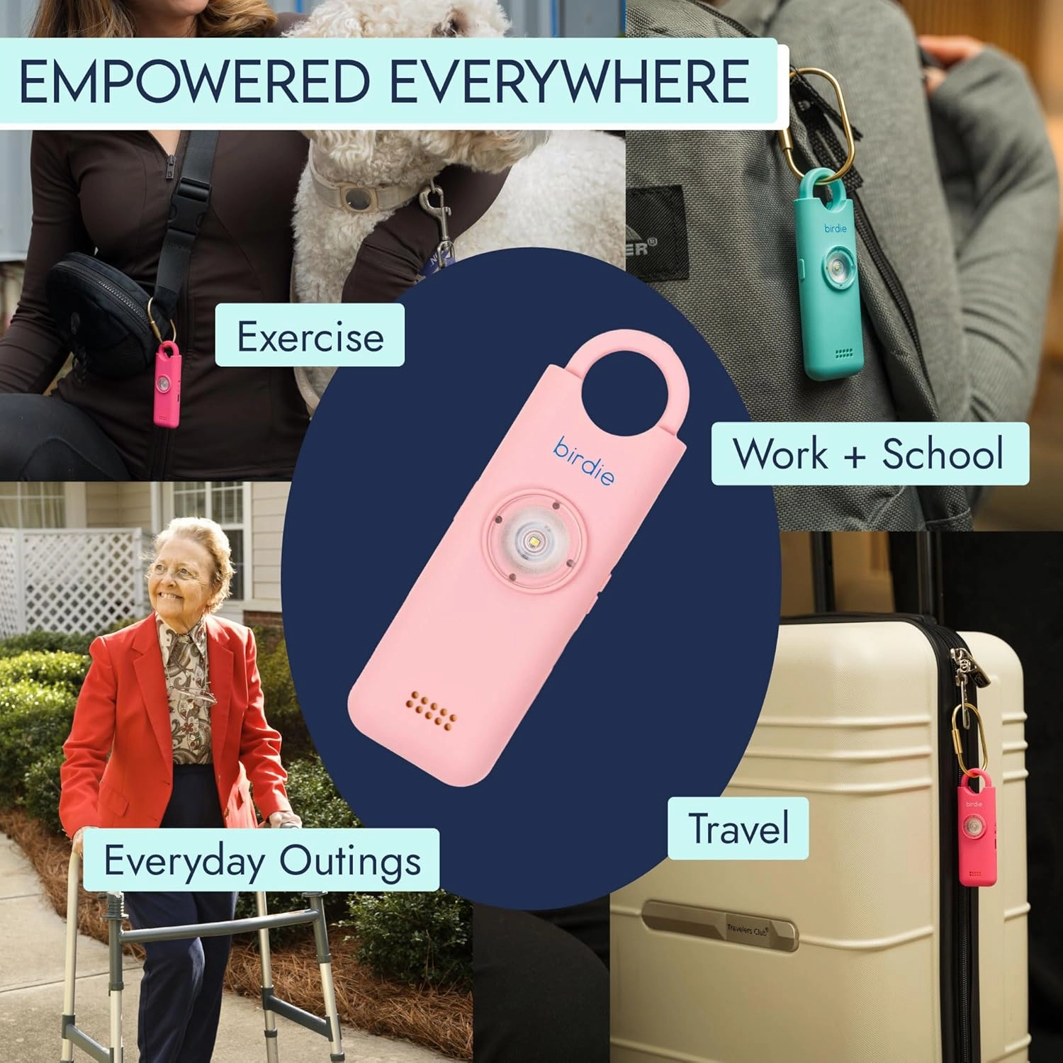 She's Birdie - The Original Personal Safety Alarm for Women by Women - Loud Siren, Strobe Light and Key Chain for Self Defense - Rechargeable with Power Switch and Flashlight (Blossom)