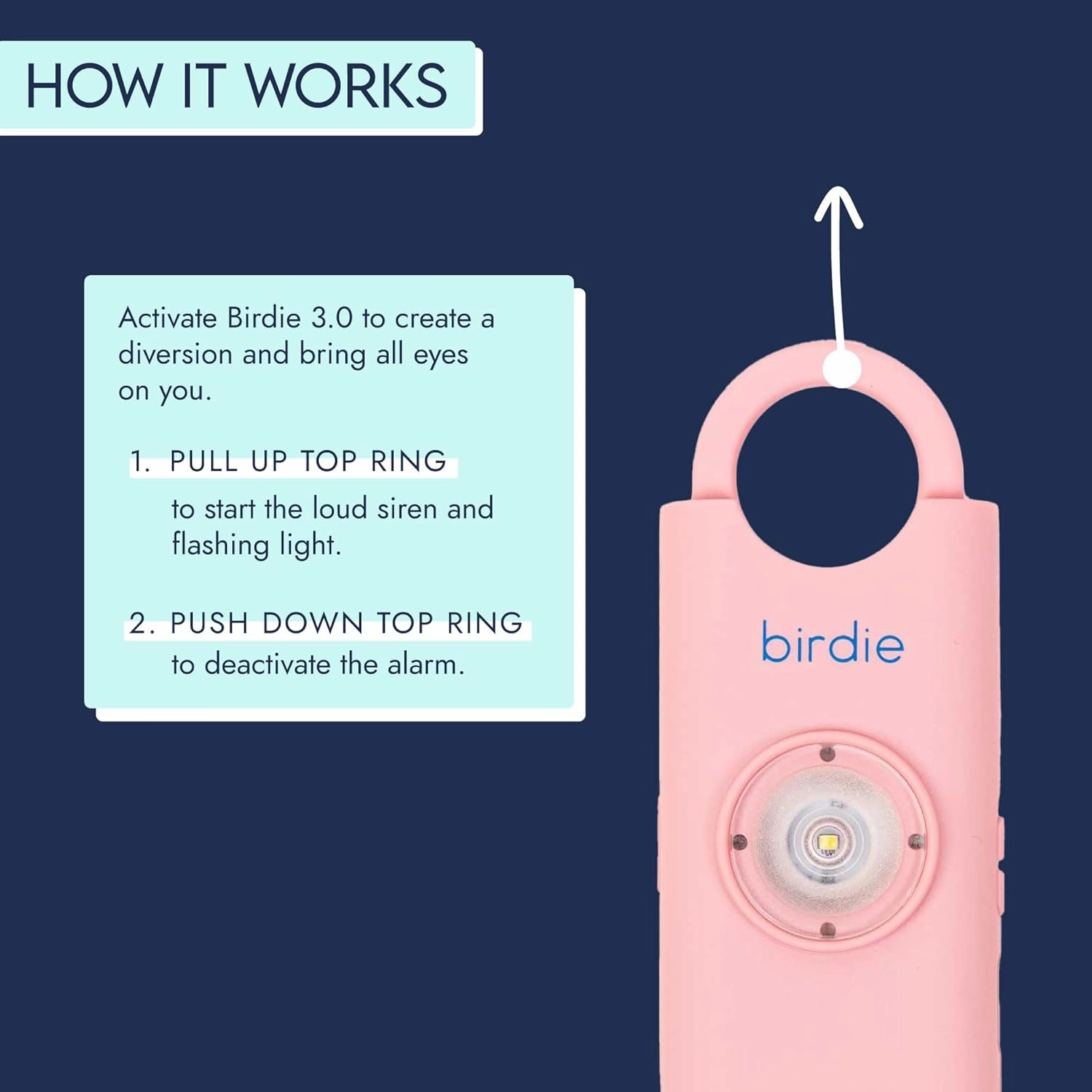 She's Birdie - The Original Personal Safety Alarm for Women by Women - Loud Siren, Strobe Light and Key Chain for Self Defense - Rechargeable with Power Switch and Flashlight (Blossom)