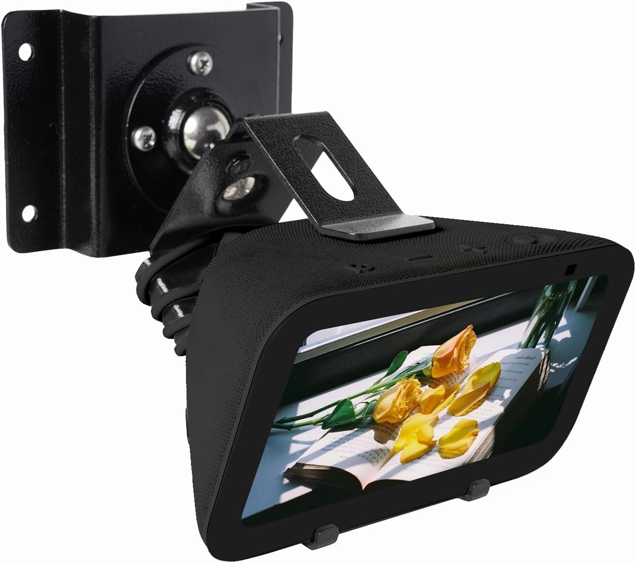 shinar Metal Wall Mount ONLY for Echo Show 5 (3rd Generation) - Swivels up to 360° / Tilts -70° /  70°,Mount Stand Compatible with Show 5 (3rd Gen)&iPhone Models with Wiremanagement (Black)