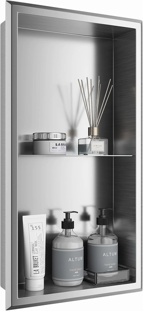 Shower Niche, 12" x 24" No Tile Needed Recessed Niche Shower for Storage, 304 Stainless Steel Shower Niche, Bathroom Niche, Corners–Modern in Wall Niche for Bathroom, Toilet, Kitchen