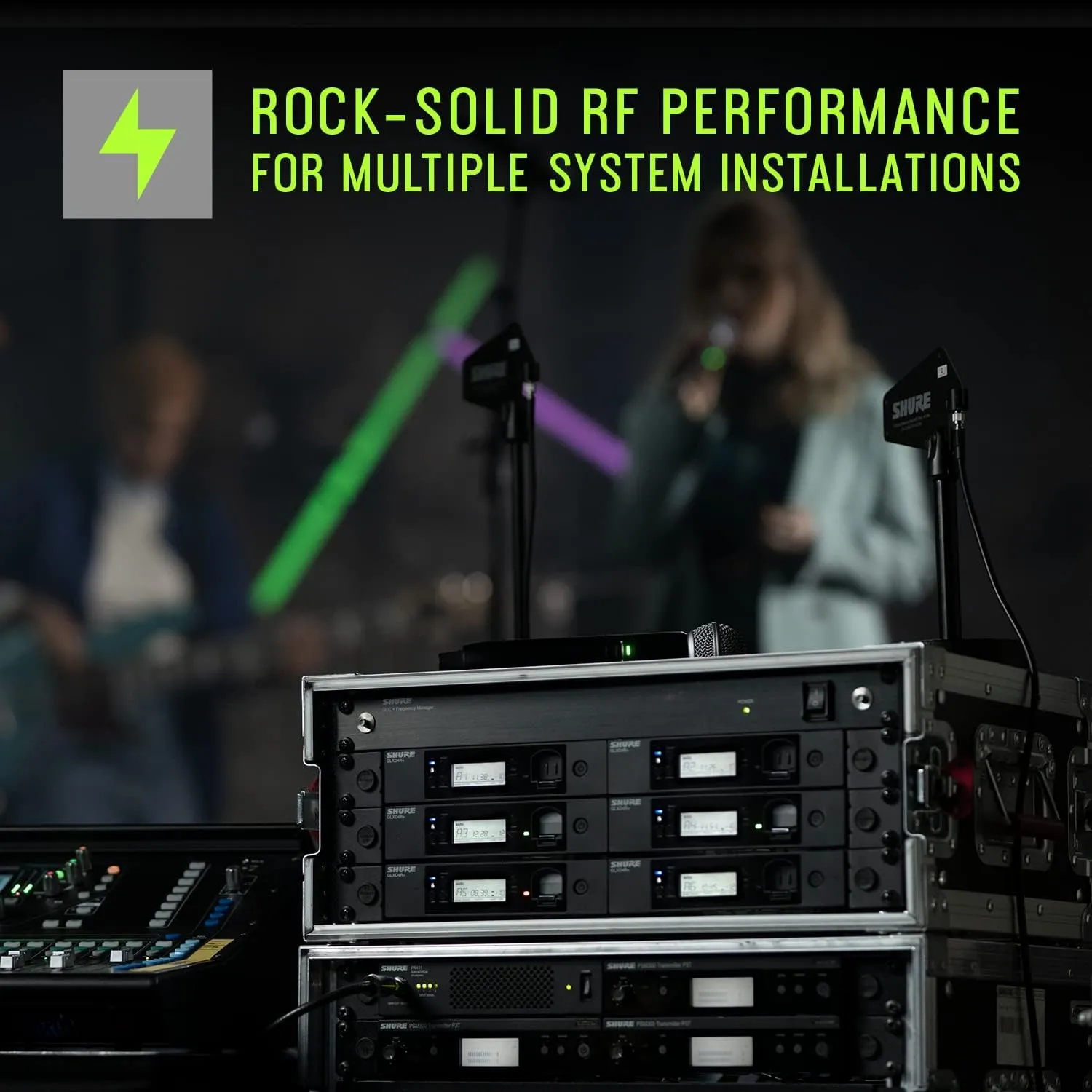 Shure GLXD14R /B98 Dual Band Digital Wireless Microphone System for Brass, Woodwinds, Percussion - 12-Hour Battery Life, 100 ft Range, Clip-on Instrument Mic, Single Channel Rack Mount Receiver