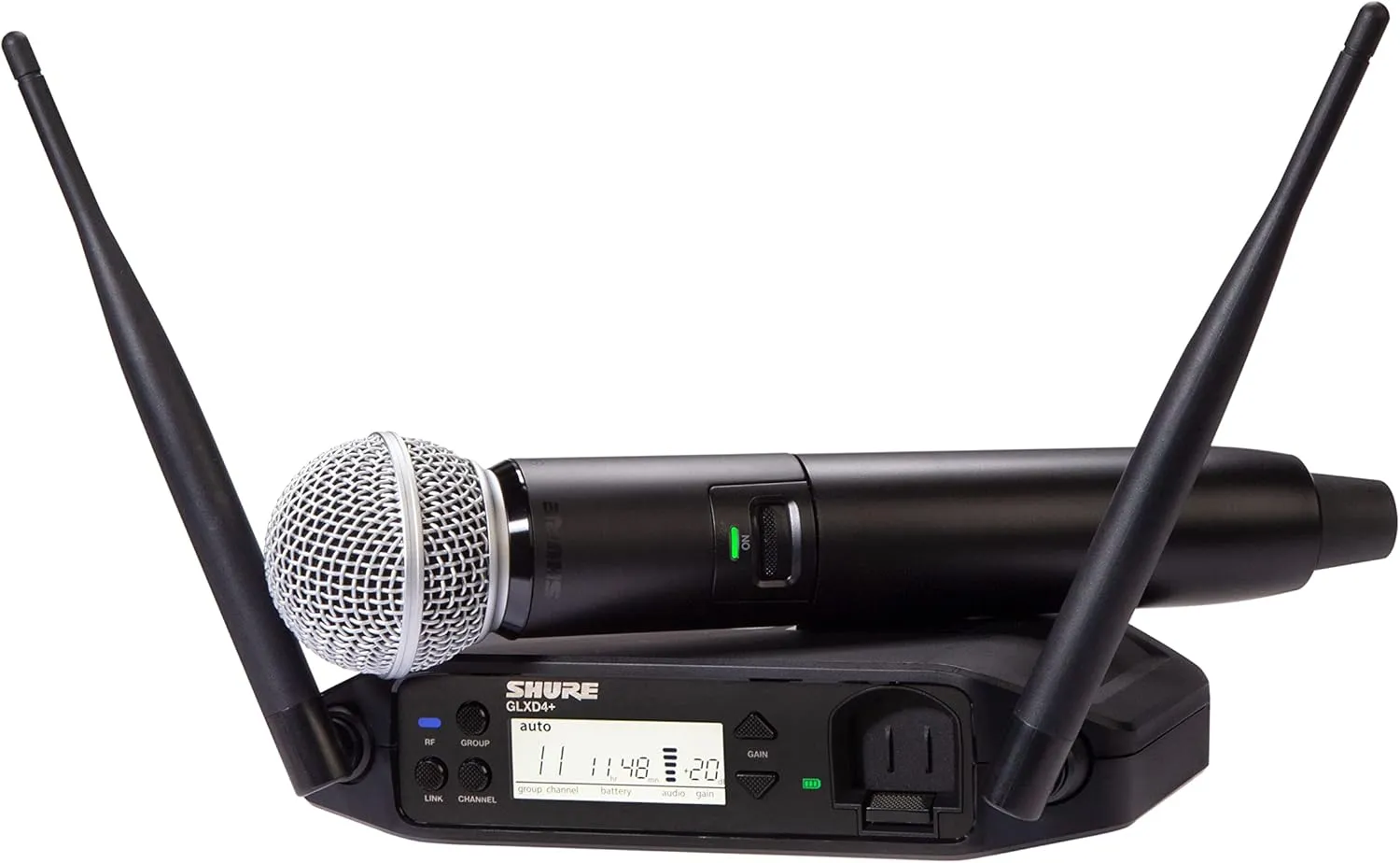 Shure GLXD24 /SM58 Dual Band Pro Digital Wireless Microphone System - 12-Hour Battery Life, 100 ft Range | SM58 Handheld Vocal Mic, Single Channel Receiver (GLXD24 /SM58-Z3)