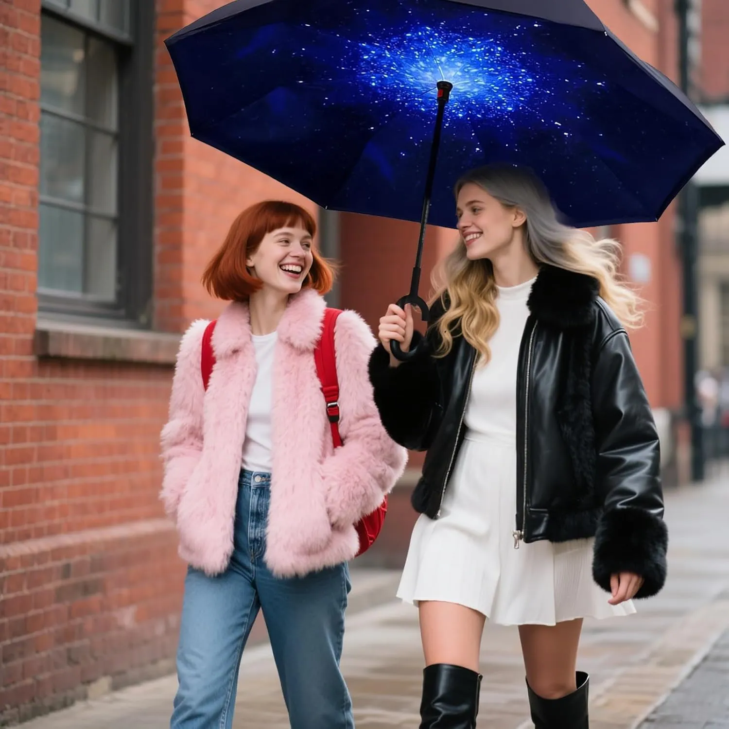 SIEPASA 49/56 Inch Inverted Reverse Upside Down Umbrella, Extra Large Double Canopy Vented Windproof Waterproof Stick Golf Umbrellas with C-shape Handle.