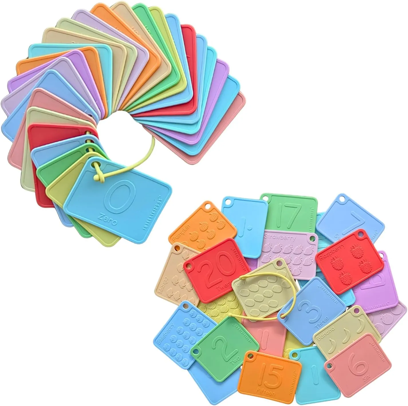 Sili123s Number Flash Cards, Non Toxic Silicone Baby Flash Cards for Toddler 1-3, Dishwasher Safe Silicone Toddler Flashcards, Montessori Math Manipulatives Number Fruits Counting 1-20