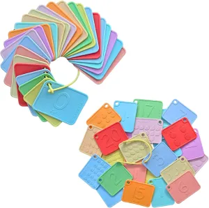 Sili123s Number Flash Cards, Non Toxic Silicone Baby Flash Cards for Toddler 1-3, Dishwasher Safe Silicone Toddler Flashcards, Montessori Math Manipulatives Number Fruits Counting 1-20
