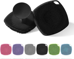 Silicone Body Scrubber, Gentle Texture Exfoliating Body Scrubber for Men and Women On Sensitive Skin, Soft Scrubber Produces Rich Form and Builds Up Lather, Getting a Deep Skin Clean (Black)