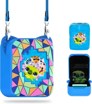 Silicone Cover Case for Bitzee Magicals Interactive Toy Digital Pet and Case,Case with Lanyard,Protective Case Holder Skin for Bitzee Virtual Electronic Pets for Girls & Boys Blue